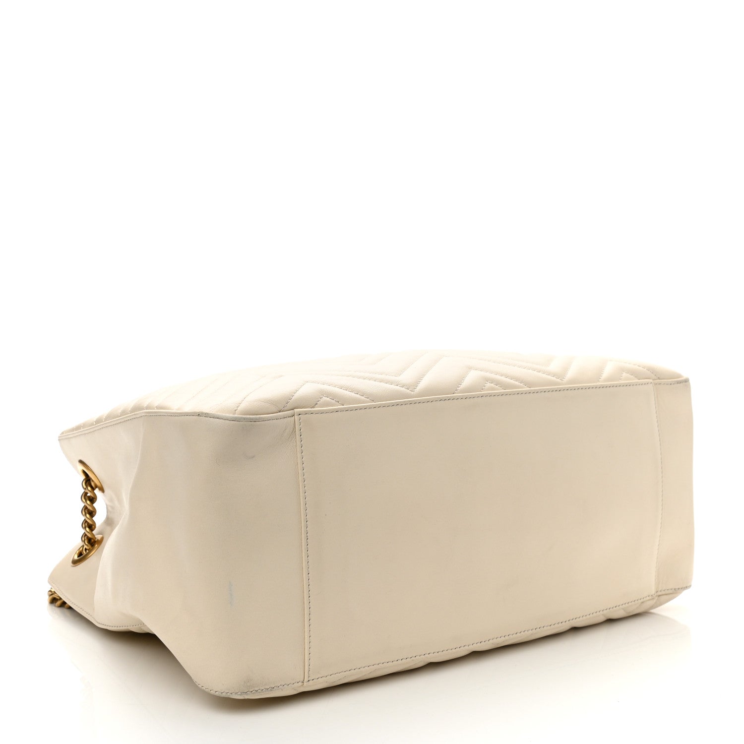 Gucci Calfskin Matelasse Medium GG Marmont Shoulder Tote Bag White 4 of 10