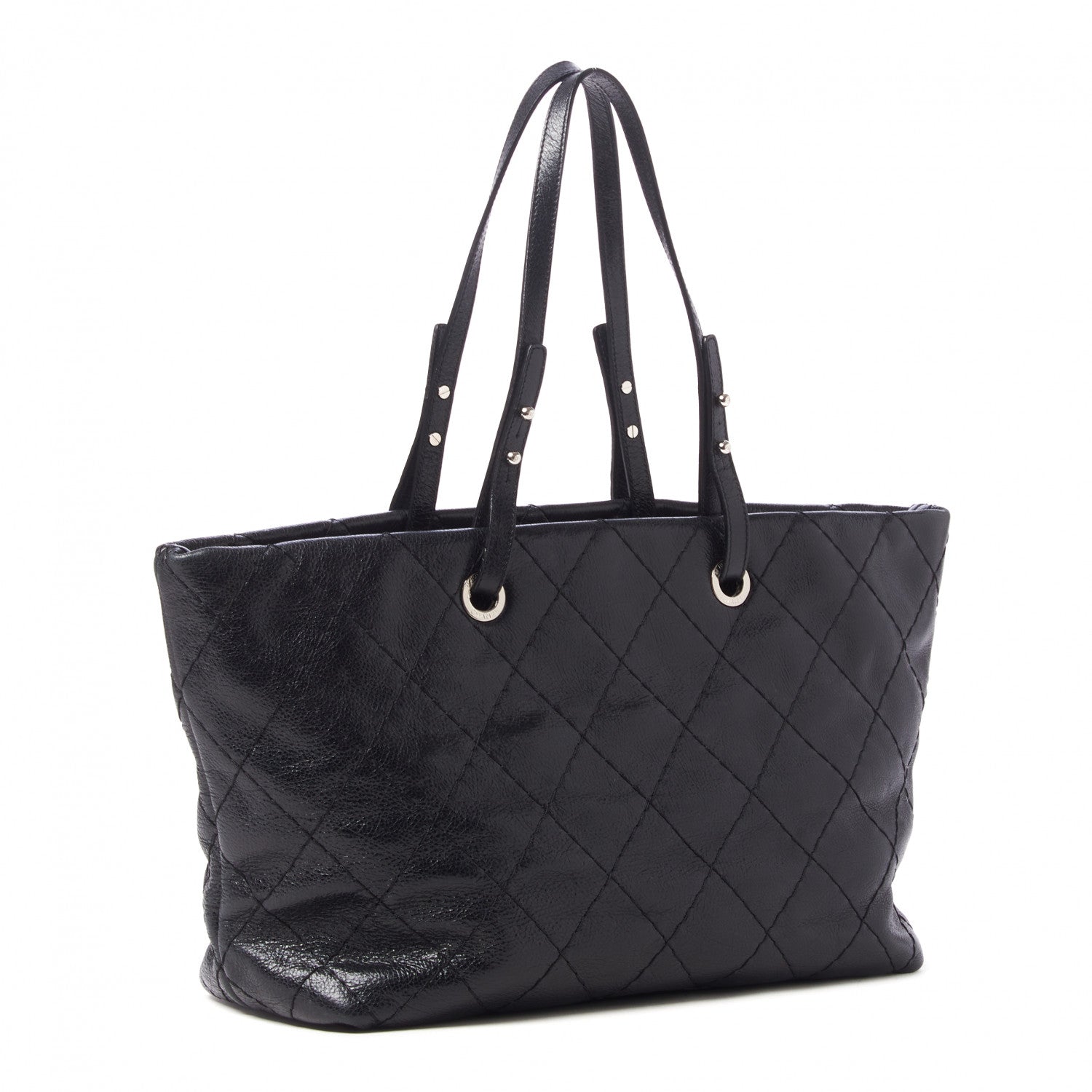 Chanel Glazed Calfskin Large On The Road Tote Black 3 of 9
