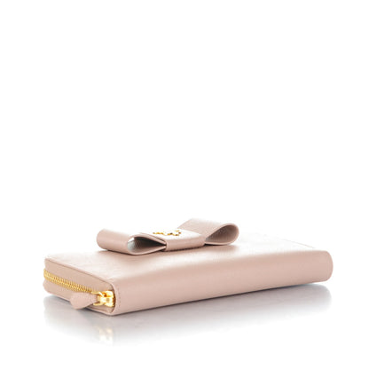 Prada Saffiano Fiocco Bow Zip Around Wallet Cammeo 4 of 7
