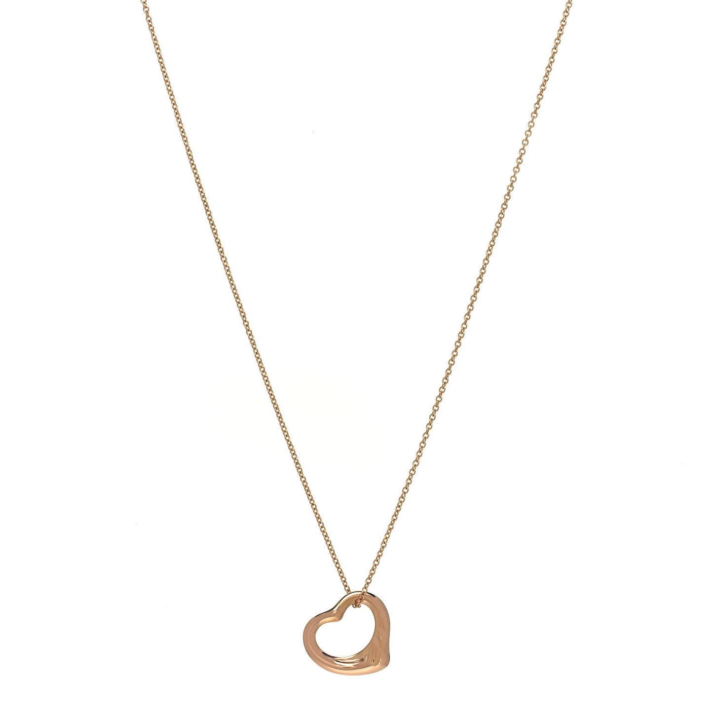 18K Rose Gold 16mm Elsa Peretti Open Heart Pendant Necklace