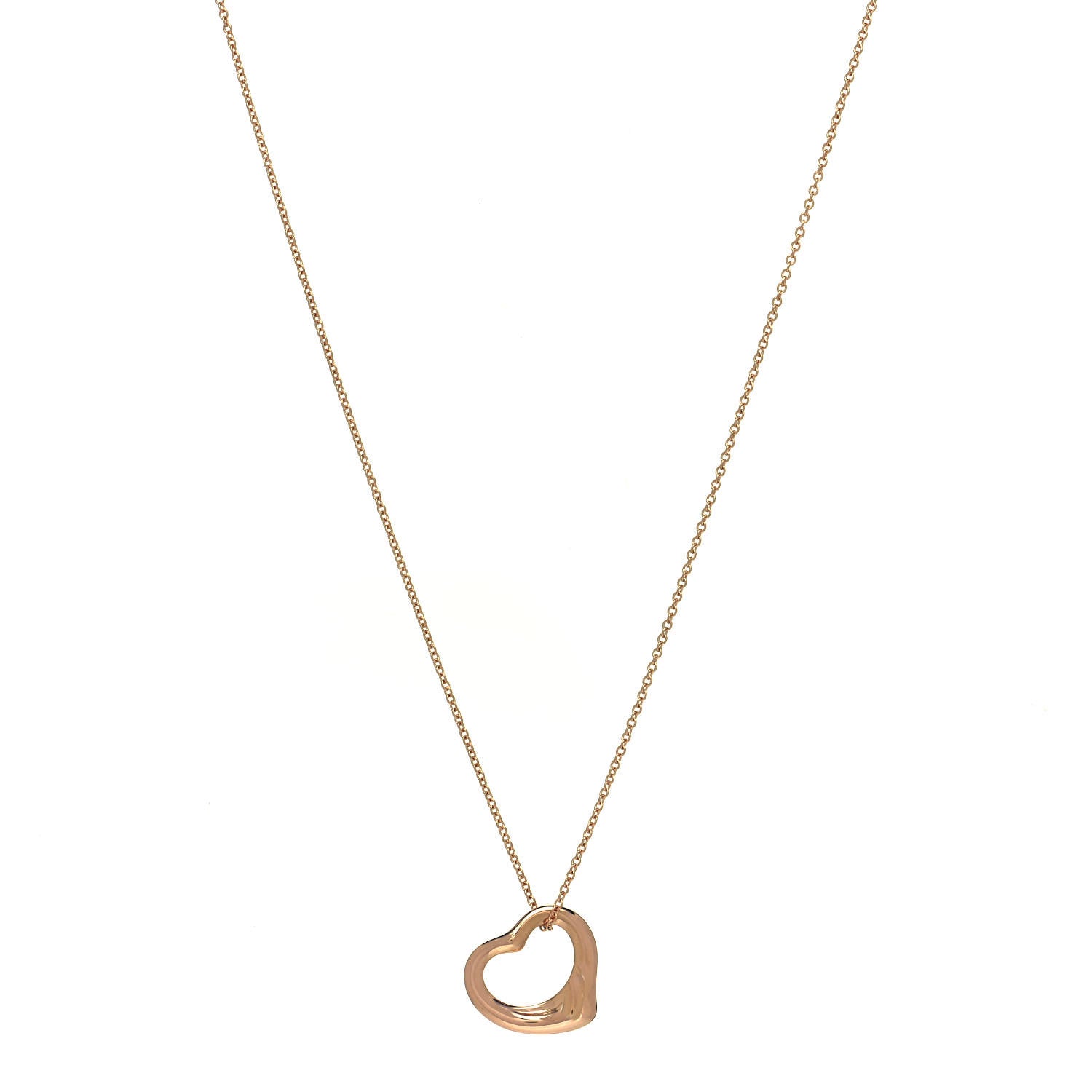 Tiffany 18K Rose Gold 16mm Elsa Peretti Open Heart Pendant Necklace 1 of 6