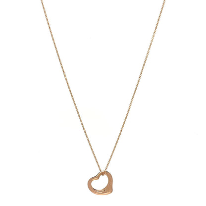 Tiffany 18K Rose Gold 16mm Elsa Peretti Open Heart Pendant Necklace 1 of 6