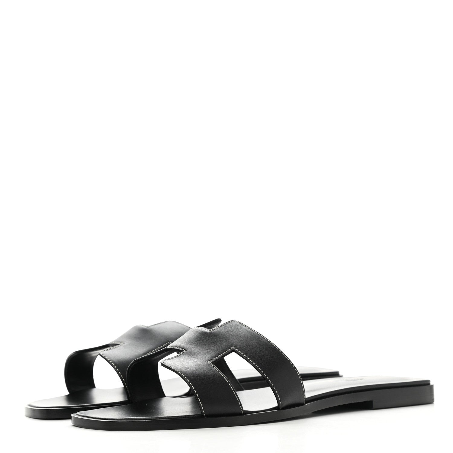 Hermes Box Calfskin Oran Sandals 40.5 Black 3 of 10