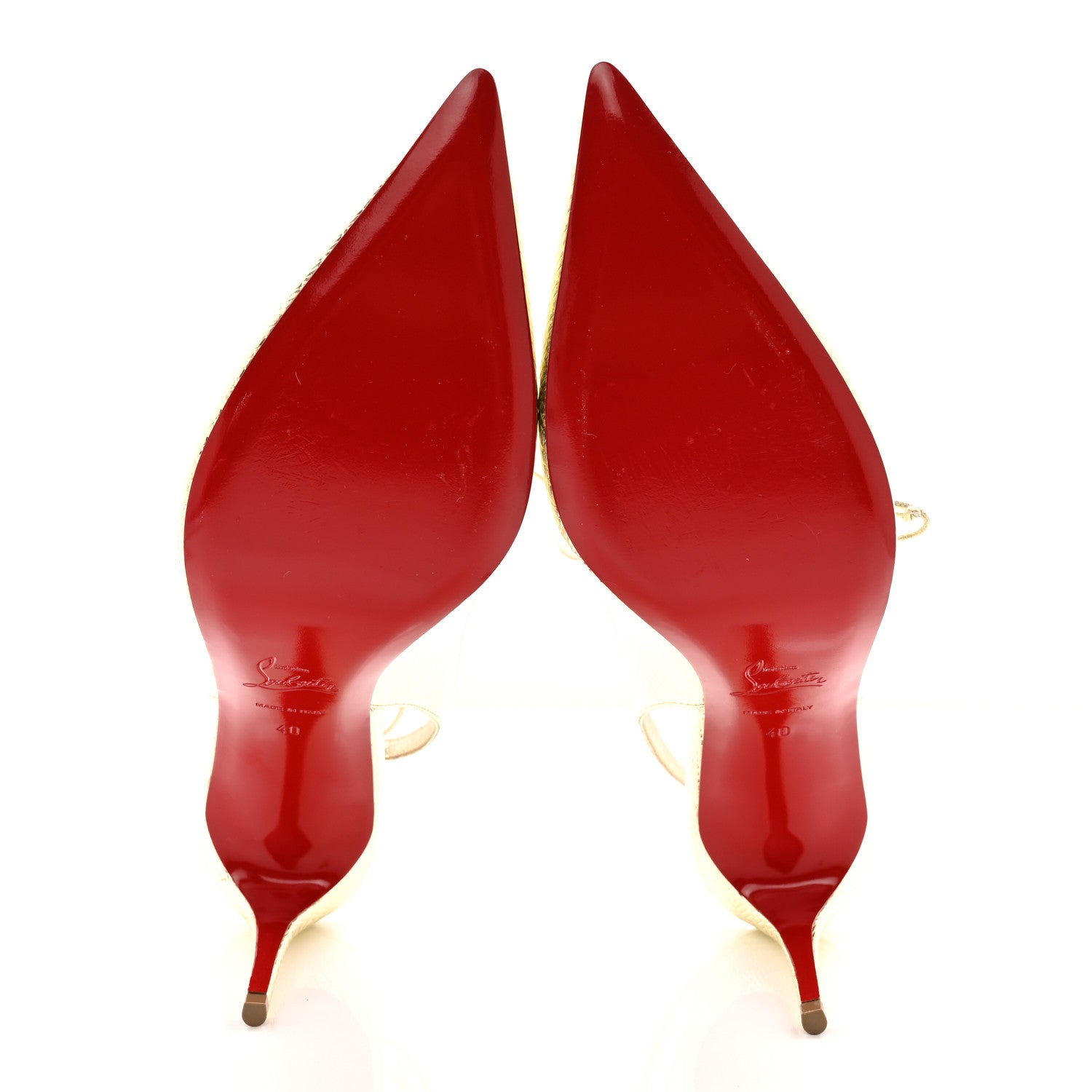 Christian Louboutin Metallic Calfskin Snakeskin Effect Kate Lace-Up 85 Pumps 40 Gold 5 of 7