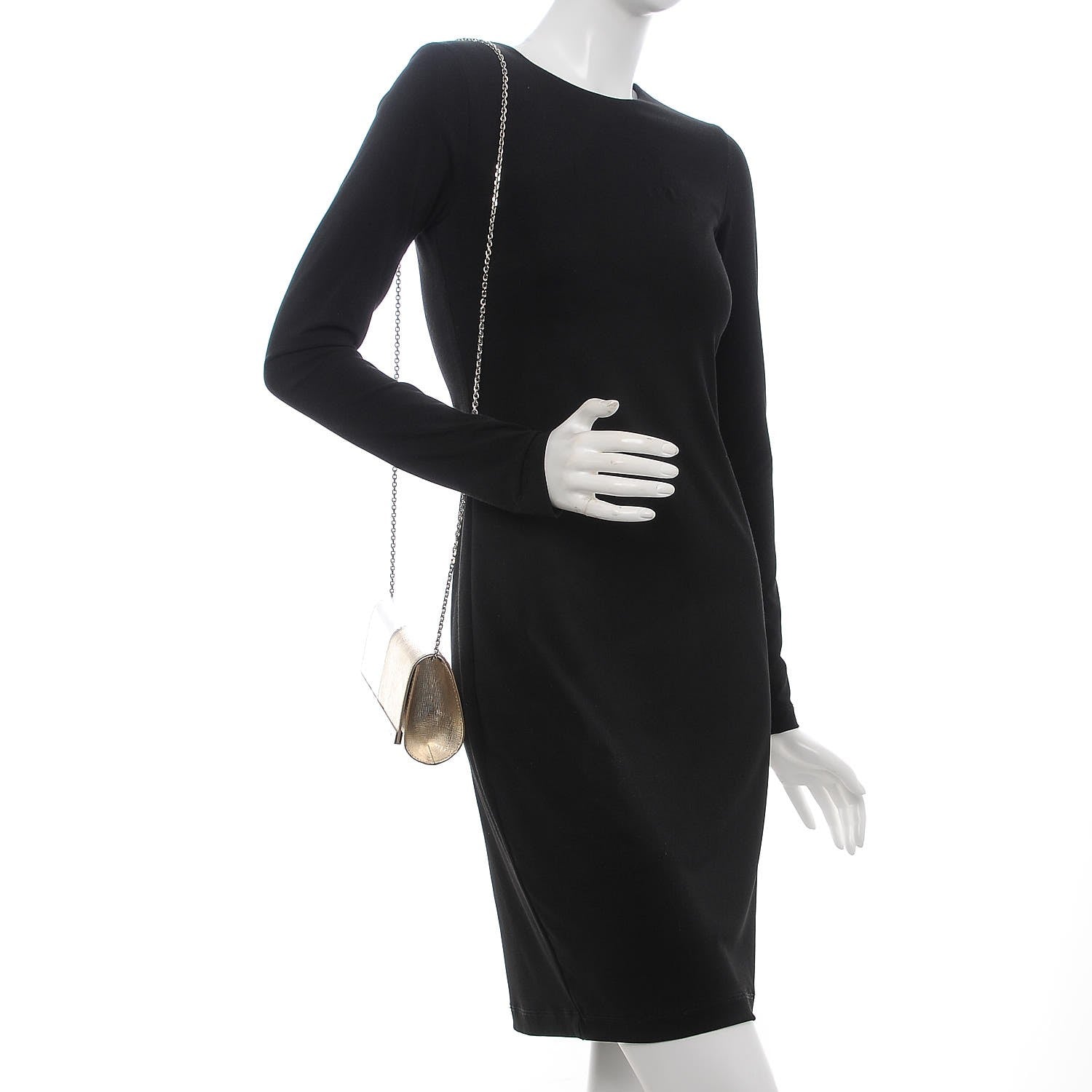 Fendi Vitello Mirror Elite Bi-Color Mini Rush Clutch Argento Champagne 2 of 7
