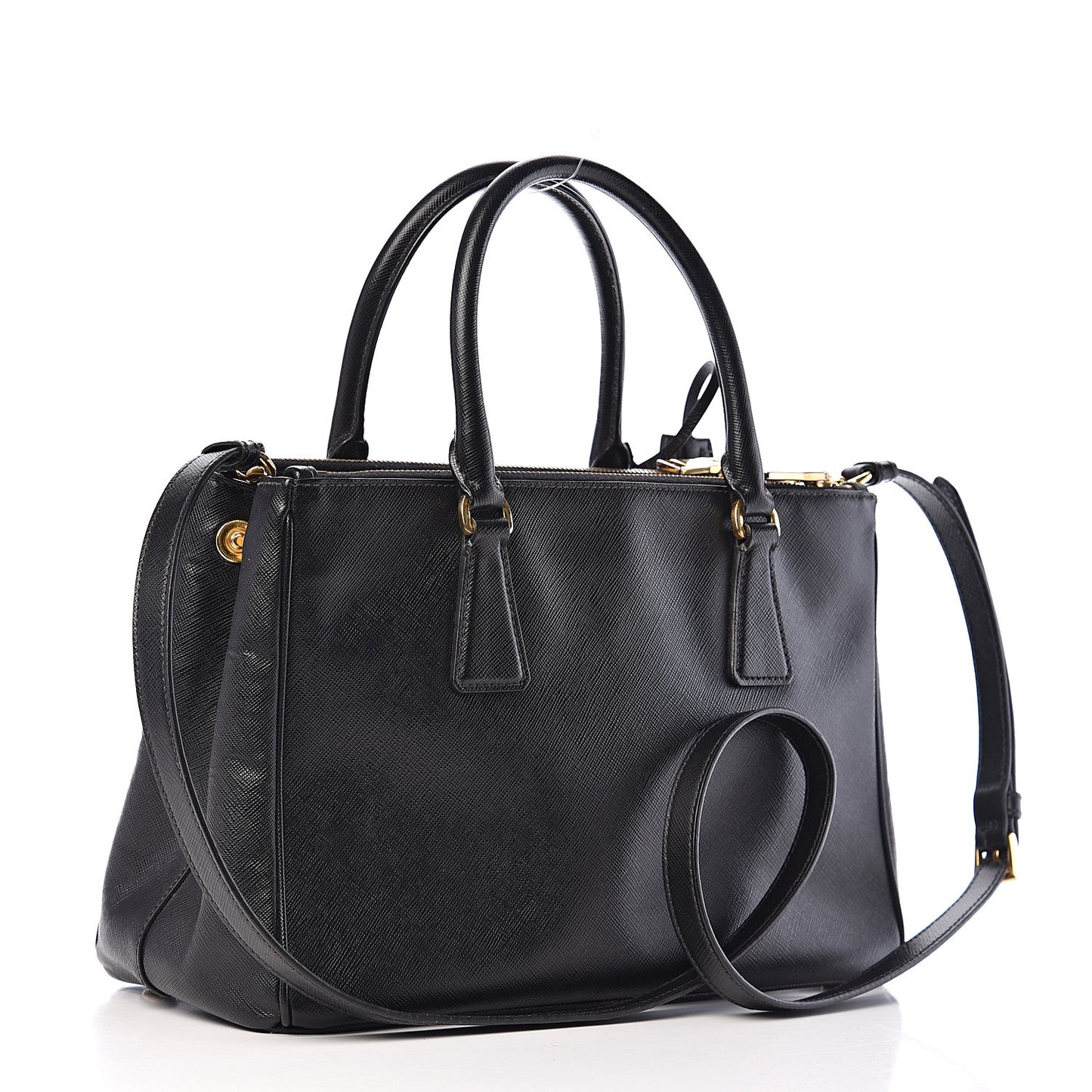 Saffiano Small Galleria Double Zip Tote Black
