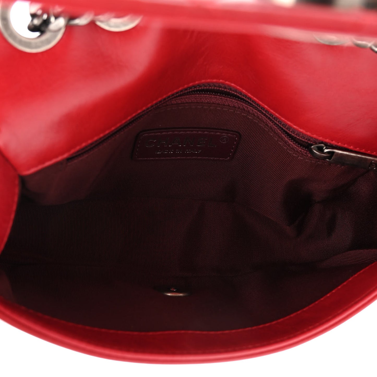 Glazed Calfskin Quilted Small Coco Boy Flap Red