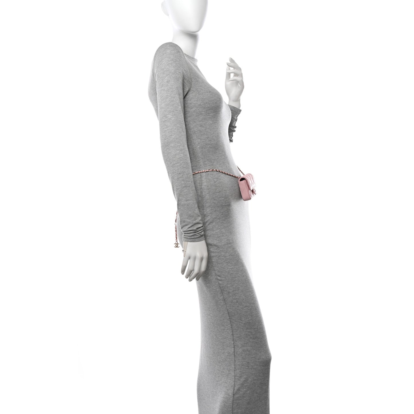 Caviar Quilted Mini Chain Belt Bag Light Pink