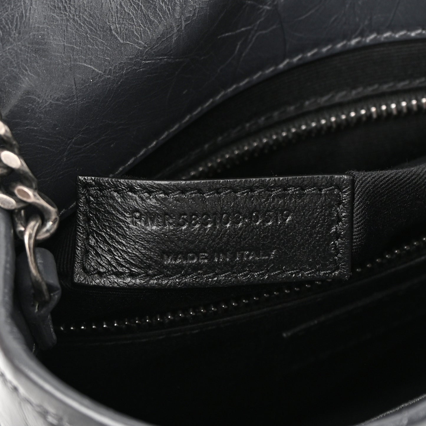 Crinkled Calfskin Matelasse Monogram Niki Chain Wallet Fog