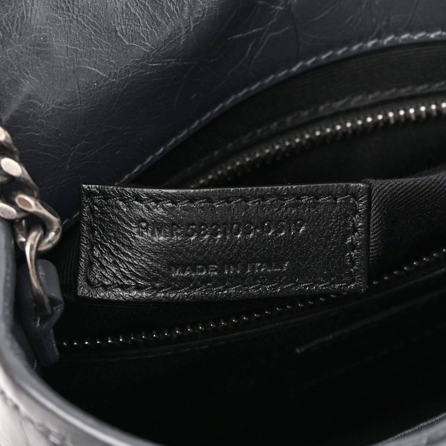 Saint Laurent Crinkled Calfskin Matelasse Monogram Niki Chain Wallet Fog 9 of 12