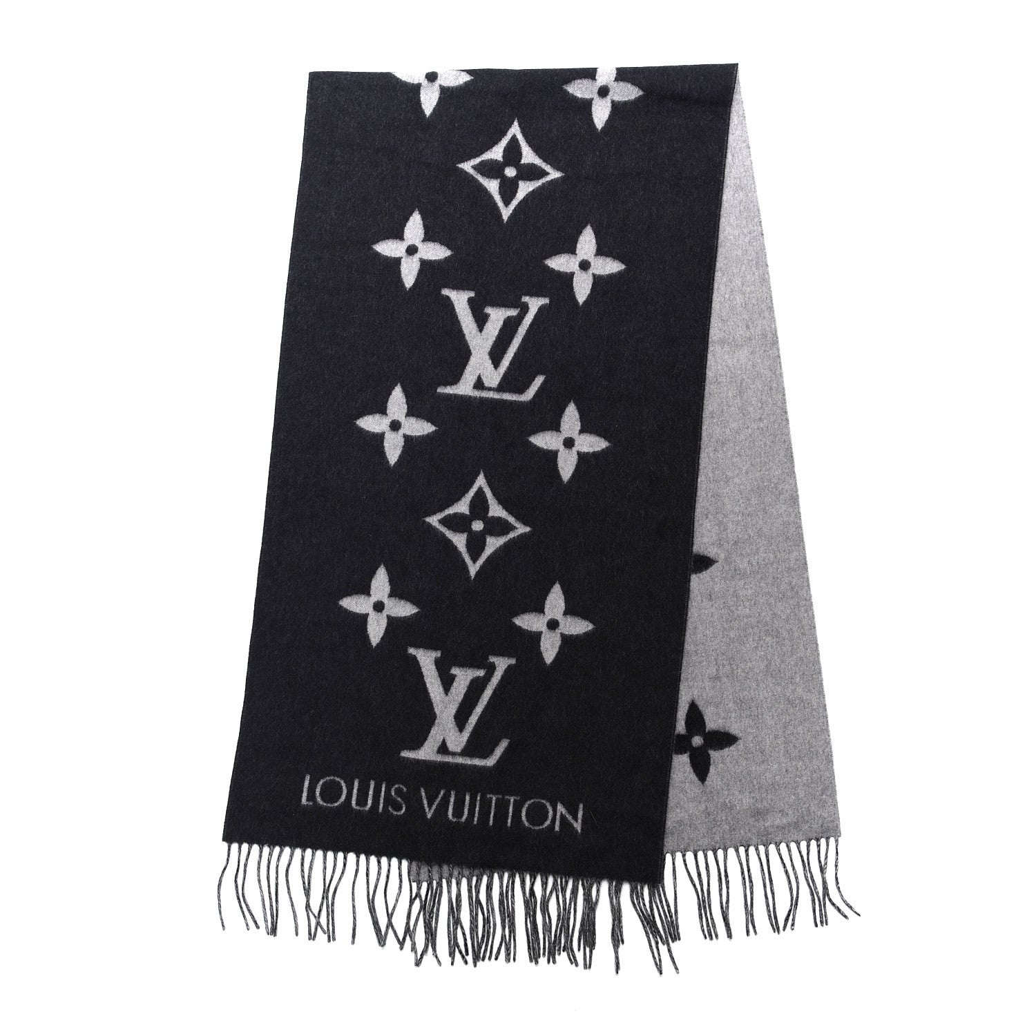 Louis Vuitton Cashmere Monogram Reykjavik Scarf Black 2 of 3