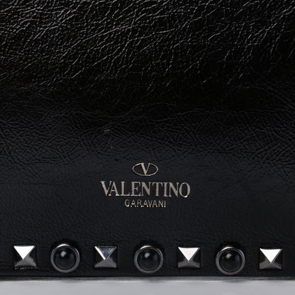 Valentino Garavani Craquele Calfskin Guitar Strap Rockstud Rolling Camera Bag Black 7 of 13