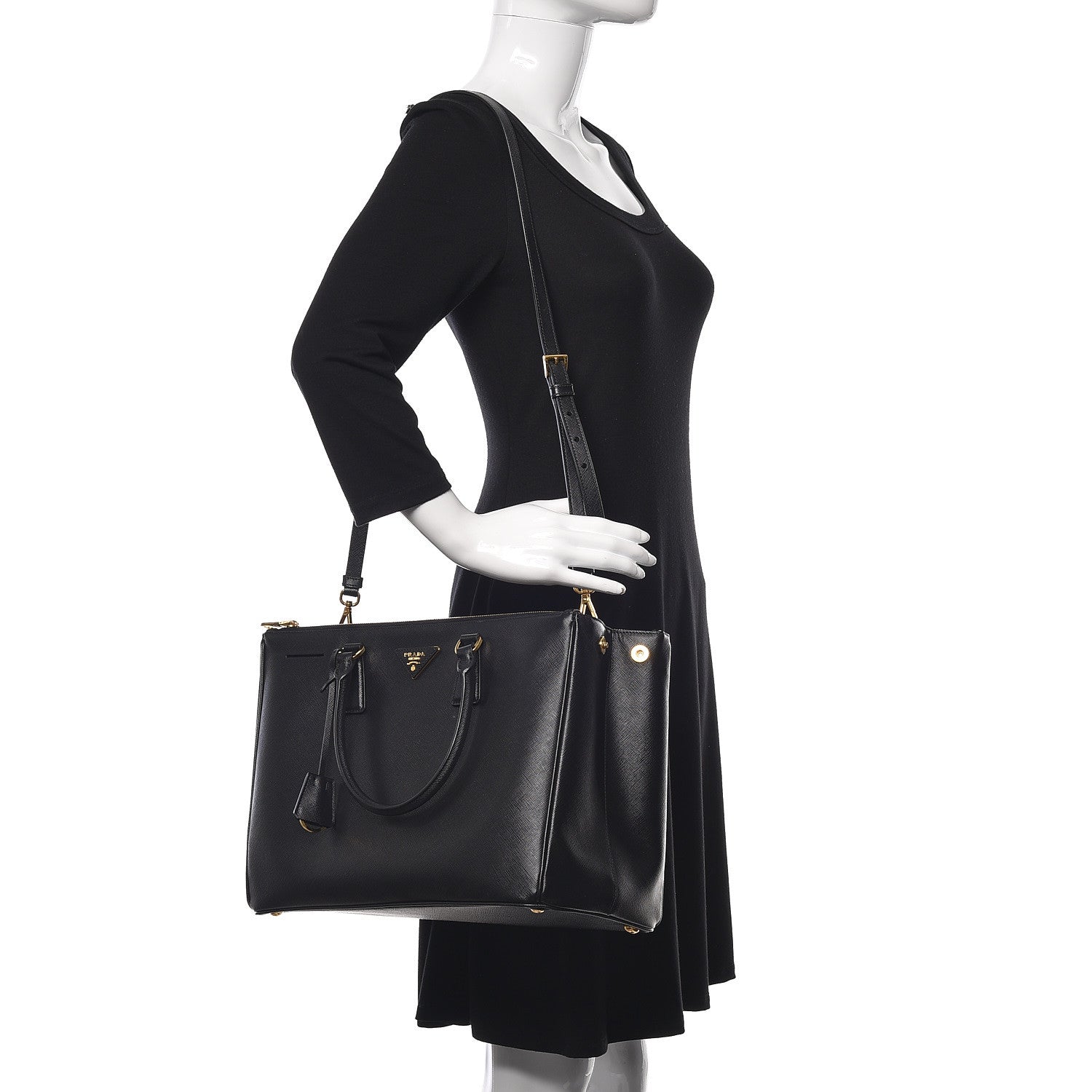 Prada Saffiano Large Galleria Double Zip Tote Black 3 of 10