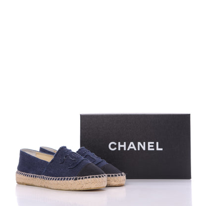 Chanel Denim Toile CC Espadrilles 40 Navy Black 10 of 10