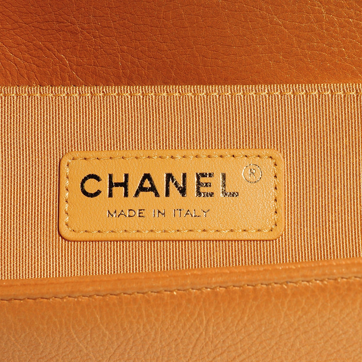 Iridescent Calfskin Quilted Medium Boy Flap Dark Gold