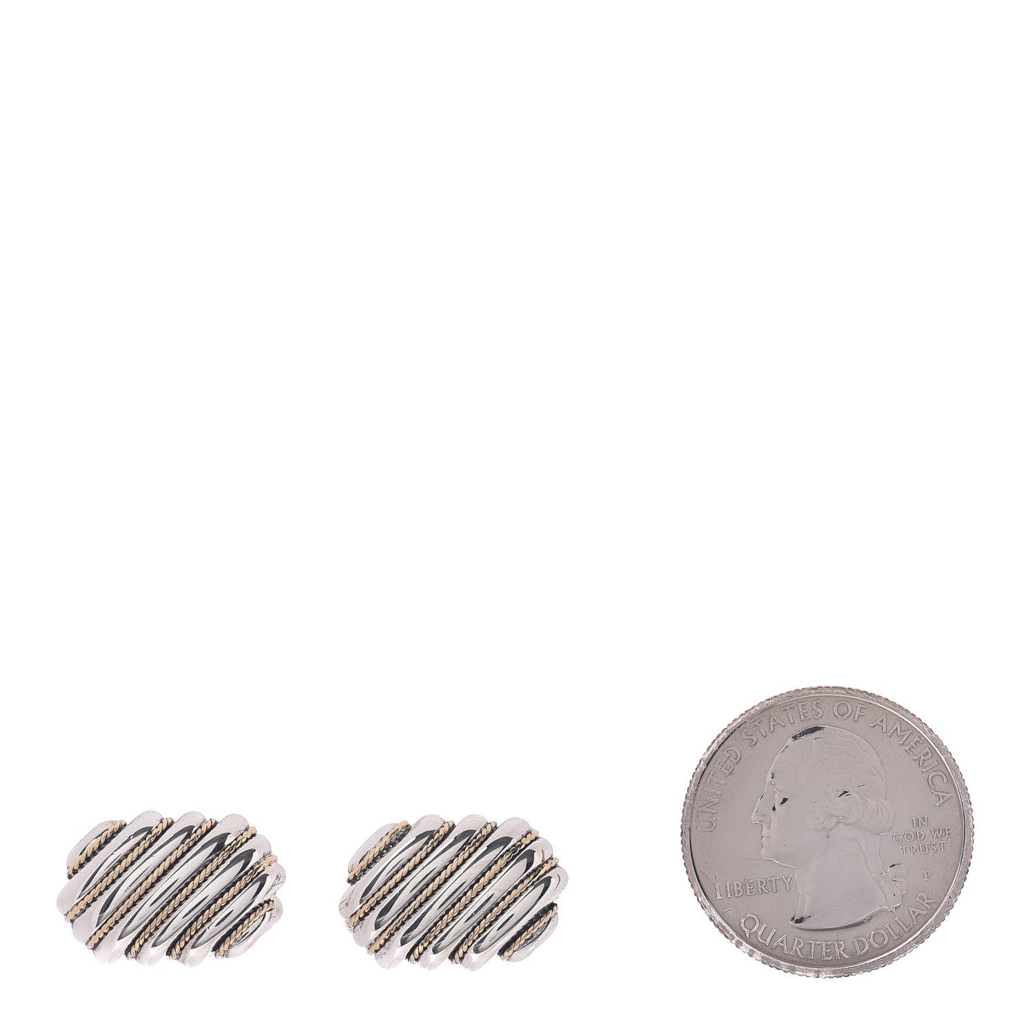Tiffany Sterling Silver 18K Yellow Gold Diagonal Rib Cufflinks 2 of 4