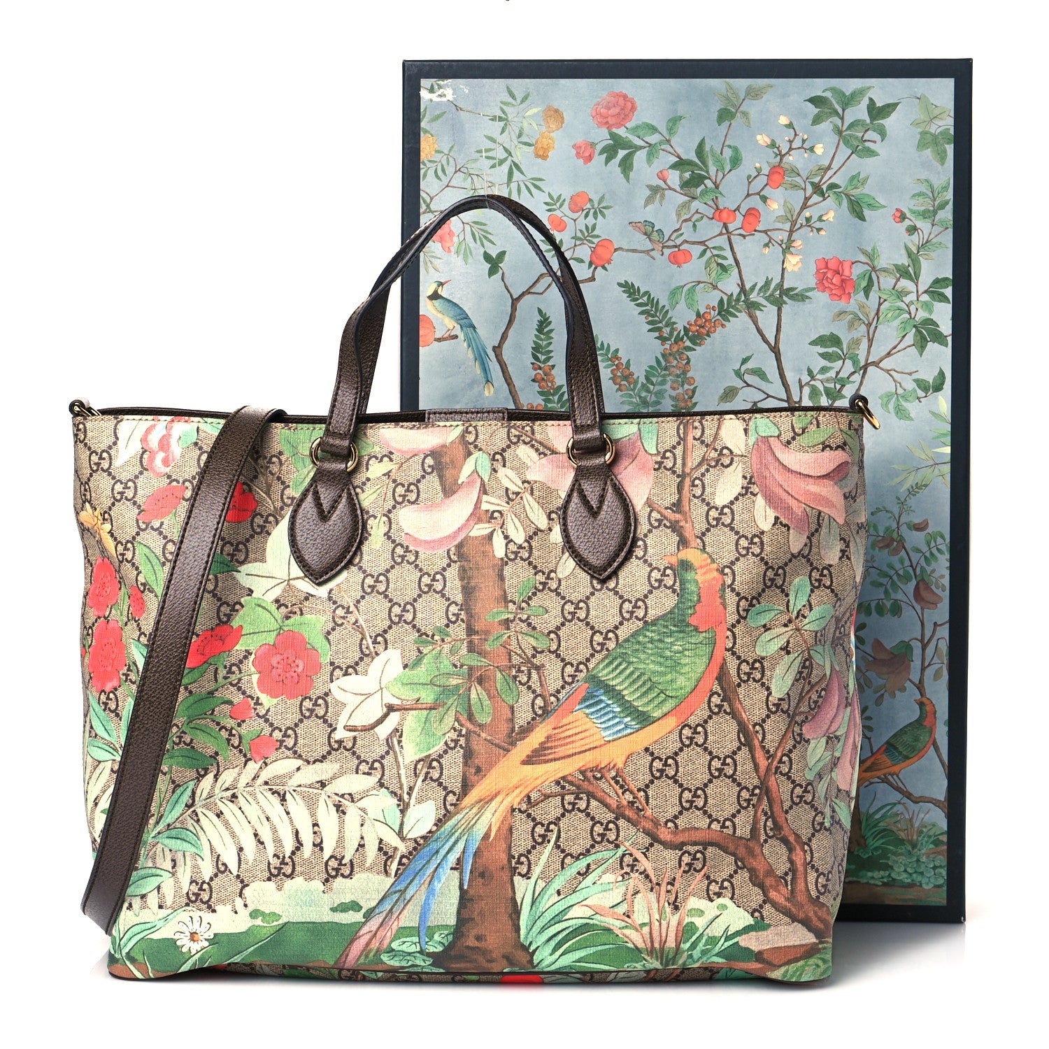 Gucci Soft GG Supreme Monogram Tian Medium Crossbody Tote Beige Multicolor New Acero 12 of 12