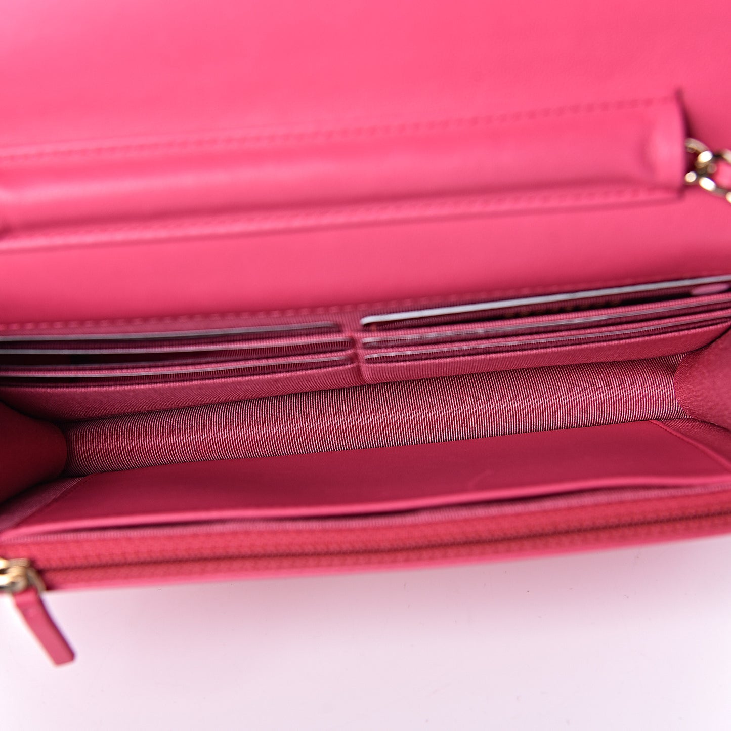 Lambskin Quilted Wallet On Chain WOC Pink