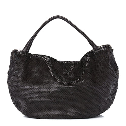 Bottega Veneta Nappa Velours Intrecciato Fuzzy Medium Veneta Hobo Ebano 1 of 11
