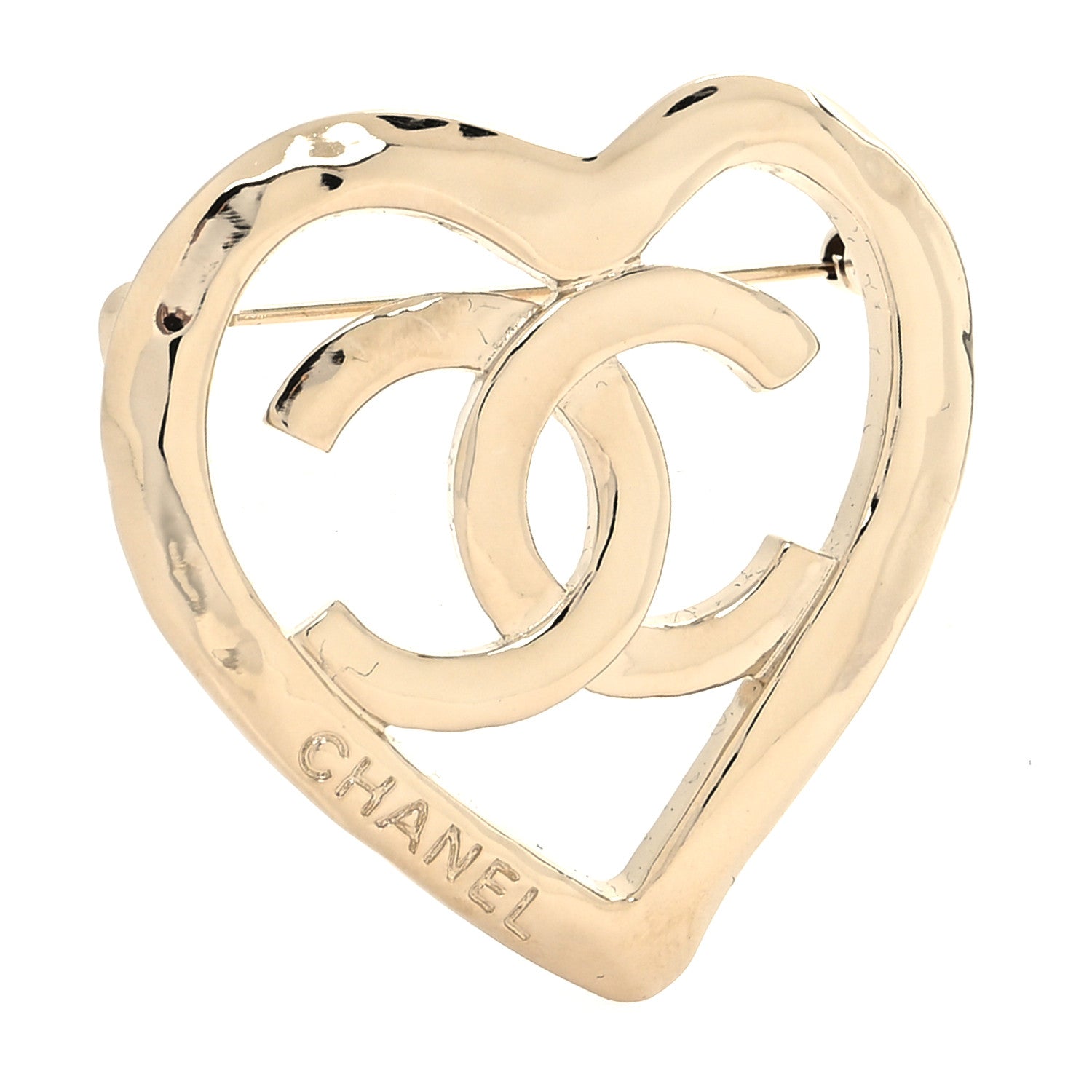 Chanel Metal CC Heart Coco In Love Brooch Gold 1 of 4
