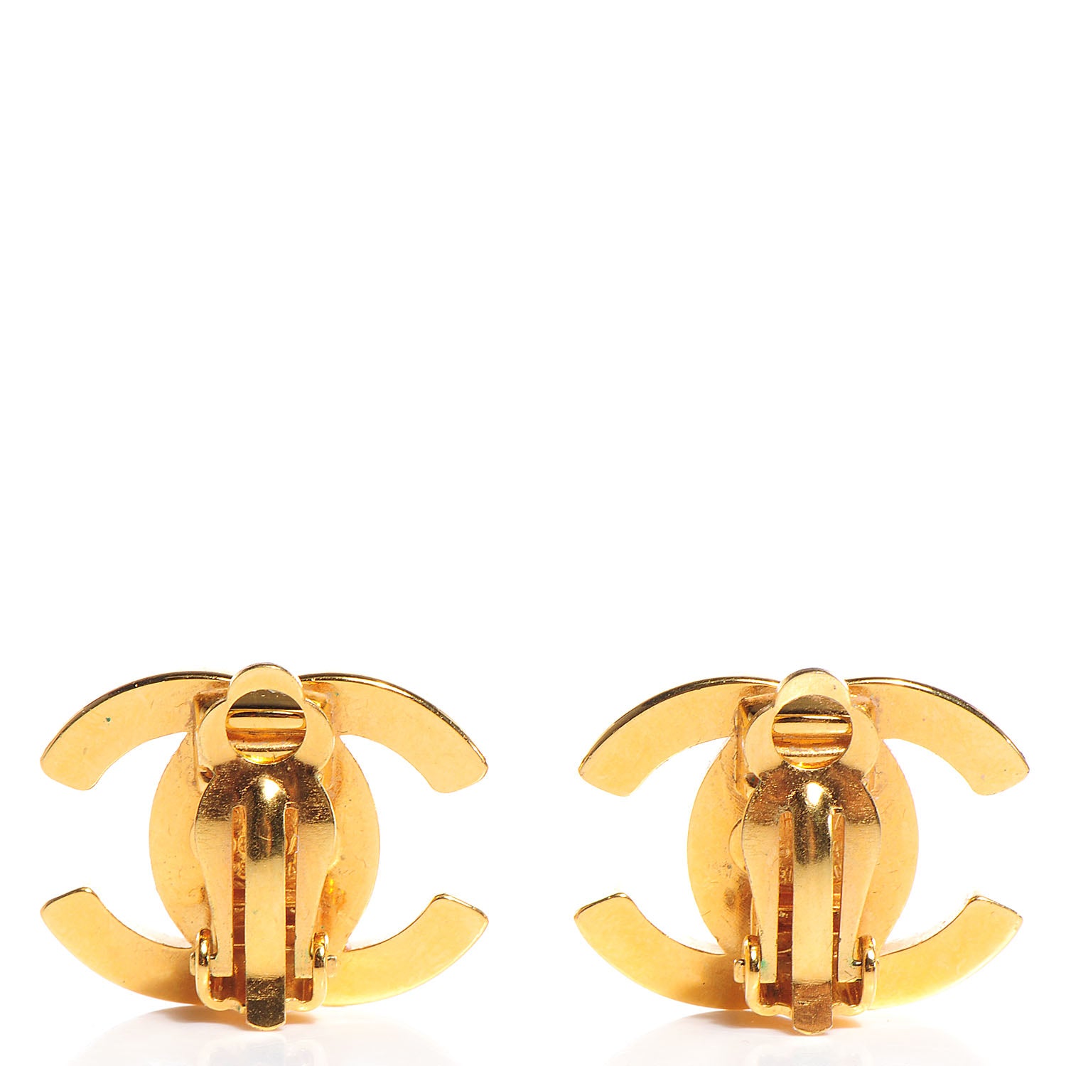 Chanel Crystal CC Turnlock Clip On Earrings Gold 4 of 8