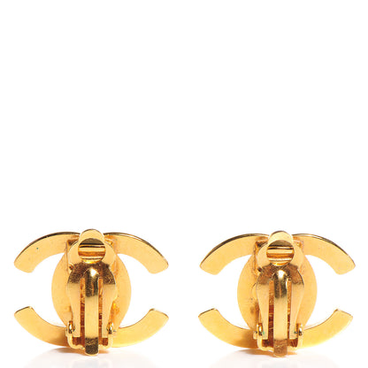 Chanel Crystal CC Turnlock Clip On Earrings Gold 4 of 8