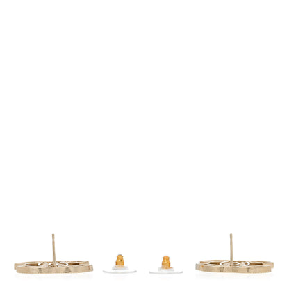 Chanel Pearl Crystal Sparkling Pearls CC Earrings Light Gold 3 of 5