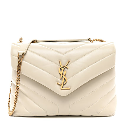 Saint Laurent Calfskin Y Quilted Monogram Small Loulou Chain Satchel Crema Soft 1 of 13