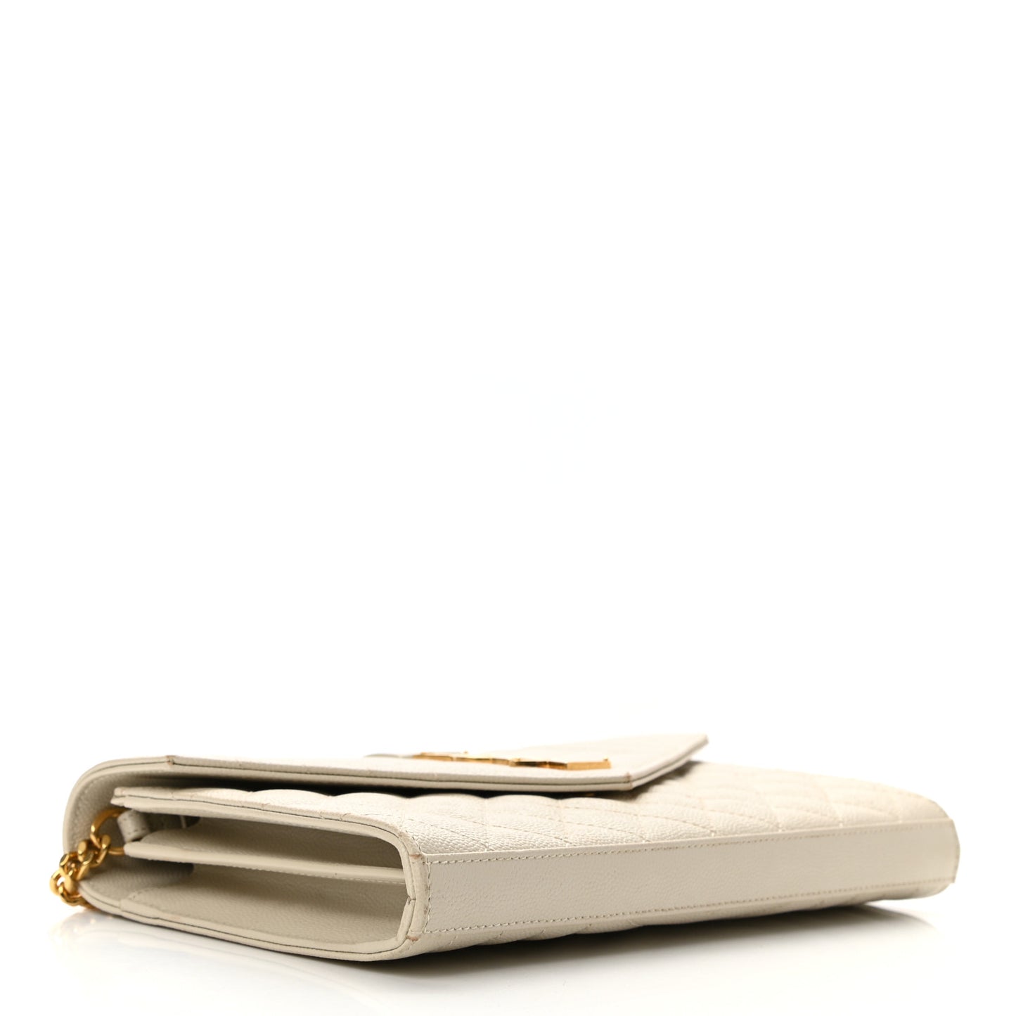 Grain De Poudre Mixed Matelasse Triquilt Monogram Chain Wallet Blanc Vintage