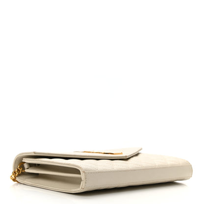Saint Laurent Grain De Poudre Mixed Matelasse Triquilt Monogram Chain Wallet Blanc Vintage 3 of 9