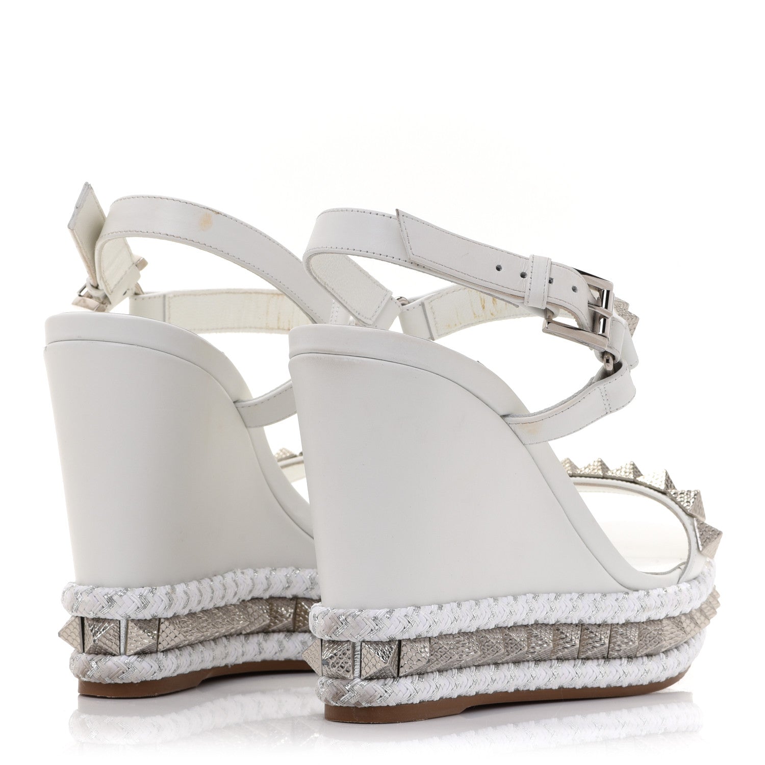 Christian Louboutin Nappa Pyraclou 110 Wedge Sandals 38 White 4 of 16