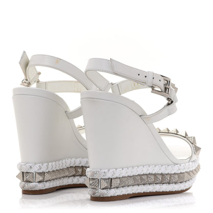Christian Louboutin Nappa Pyraclou 110 Wedge Sandals 38 White 4 of 16
