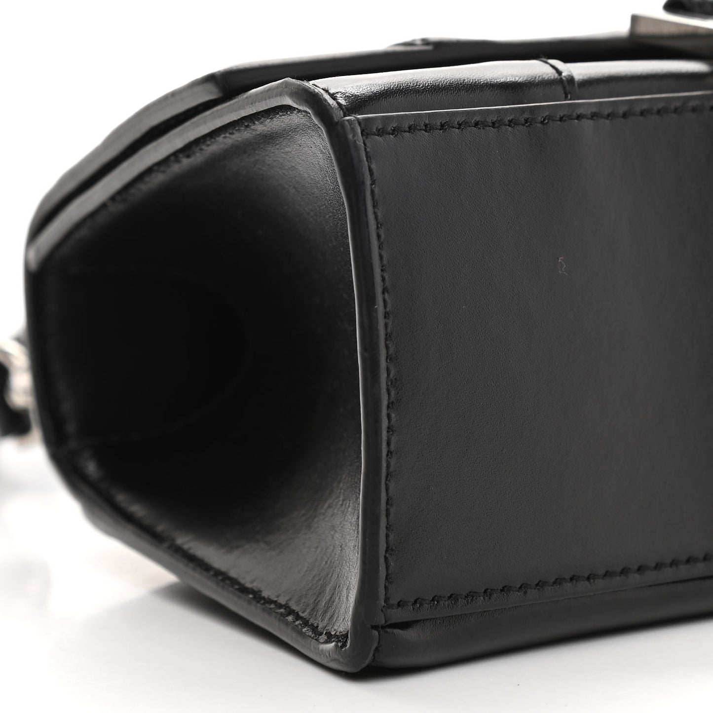 Box Calfskin Graffiti Logo Hourglass Top Handle Bag XS Black Silver