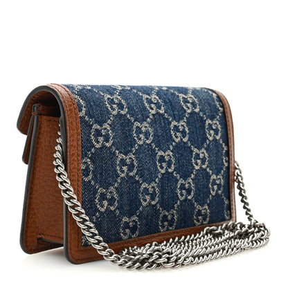 Gucci New Denim GG Monogram Dollar Calfskin Enamel Super Mini Dionysus Shoulder Bag Blue Tea Cuir Epilog Electric Blue 3 of 9