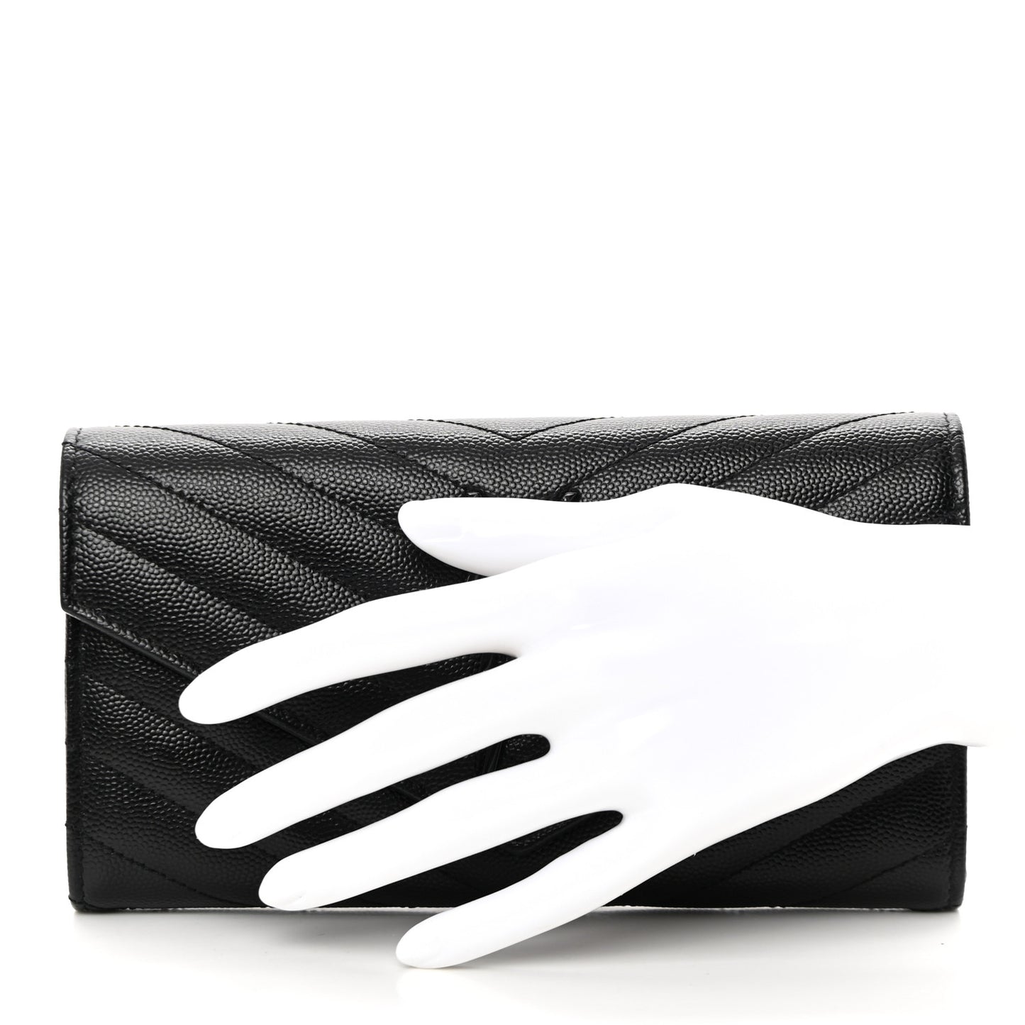 Grain De Poudre Matelasse Chevron Monogram Flap Wallet Black