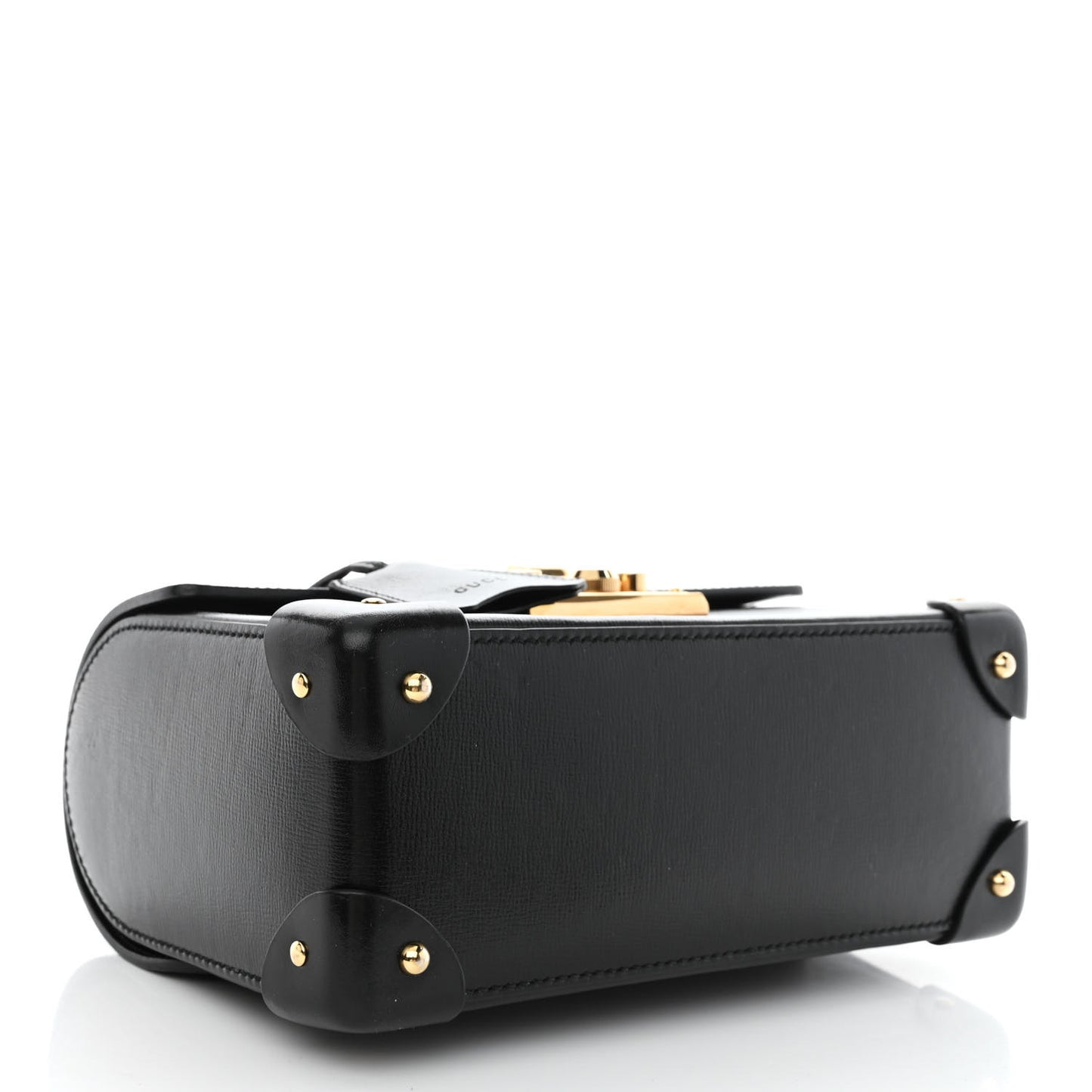 Calfskin Small Padlock Bamboo Shoulder Bag Black