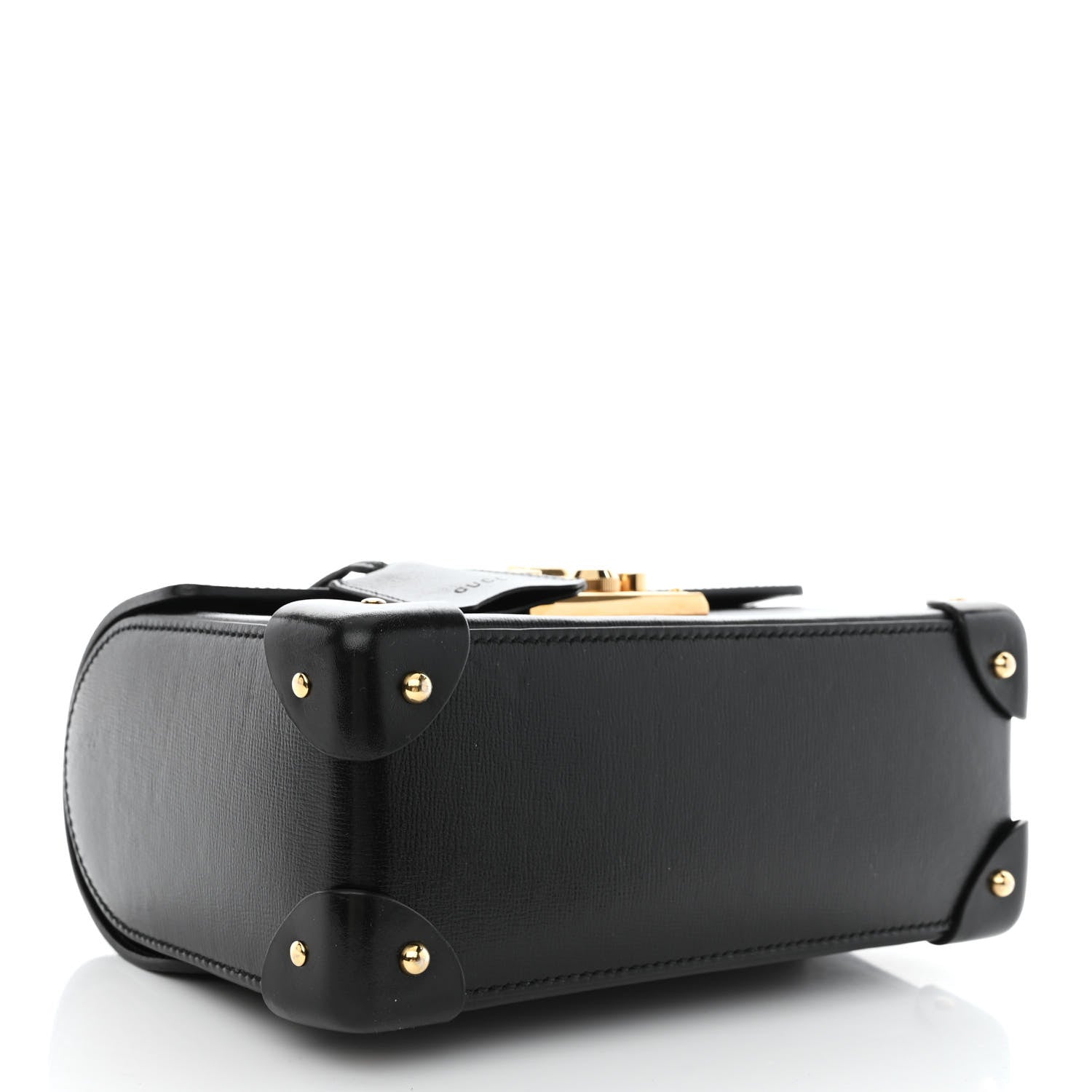 Gucci Calfskin Small Padlock Bamboo Shoulder Bag Black 4 of 10