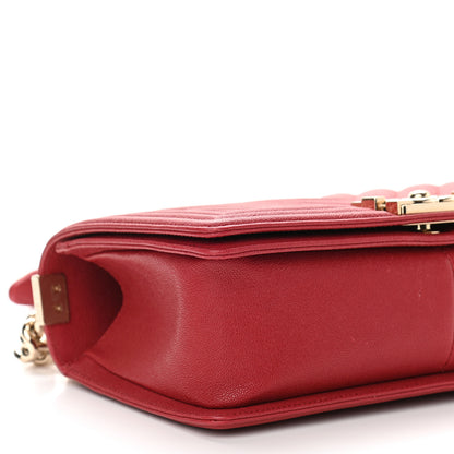 Chanel Caviar Chevron Quilted Medium Boy Flap Red 5 of 11