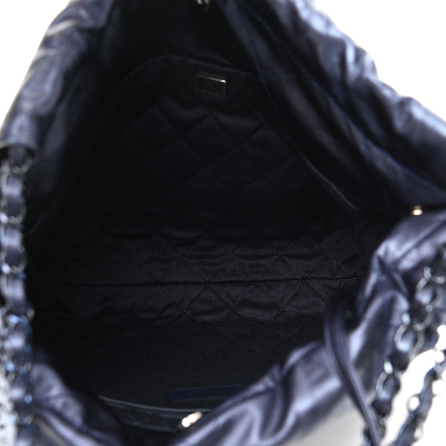 Chanel Metallic Calfskin Quilted Small Chanel 22 Navy Blue 6 of 11