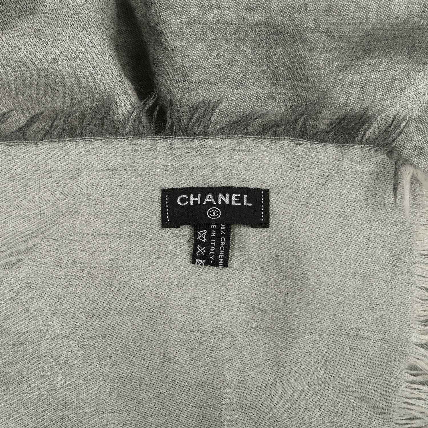 Chanel Cashmere Airplane CC Fringe Scarf Grey 5 of 5