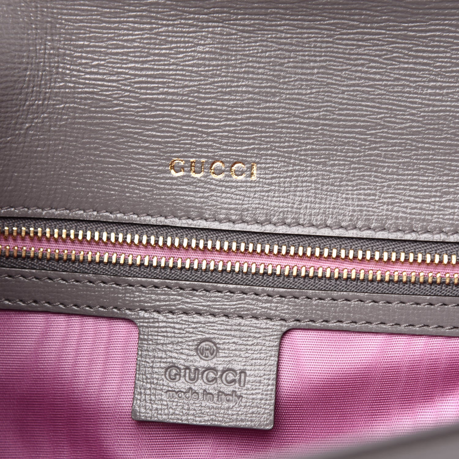 Gucci Textured Calfskin Silk Scarf Medium Torchon GG Ring Shoulder Bag Grey 6 of 11