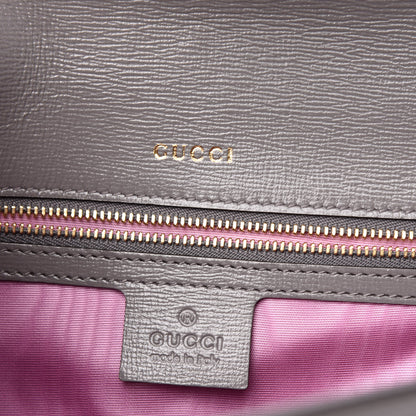 Gucci Textured Calfskin Silk Scarf Medium Torchon GG Ring Shoulder Bag Grey 6 of 11