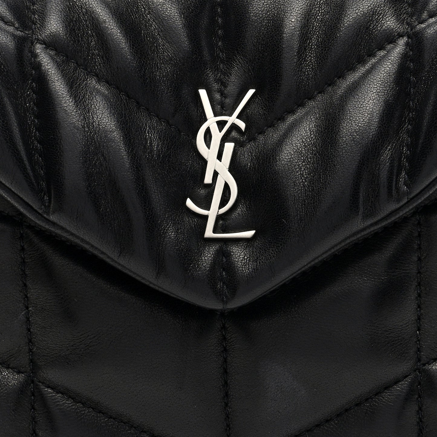 Lambskin Monogram Loulou Puffer Pouch Clutch Black