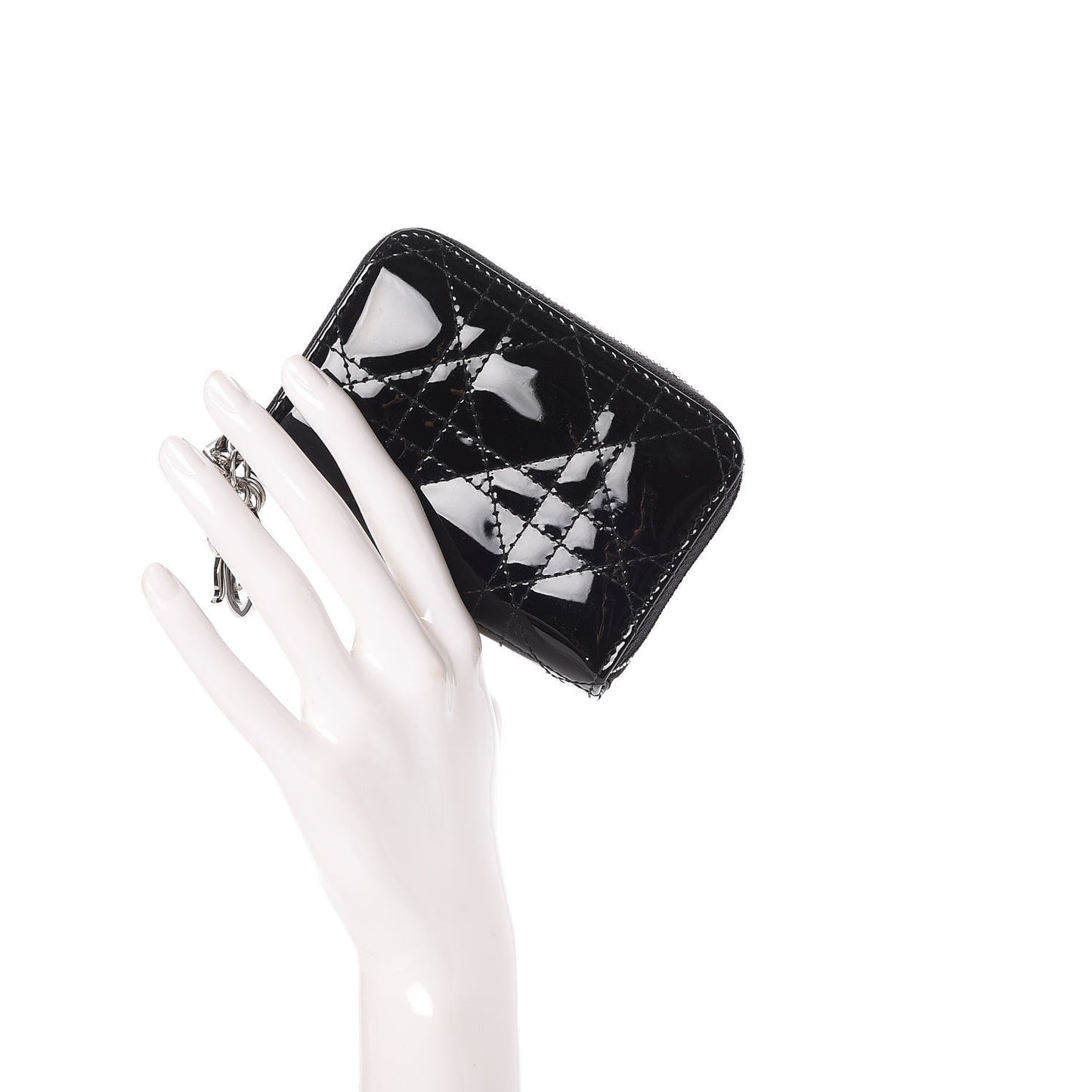 Patent Cannage Lady Dior Multi Card Holder Black