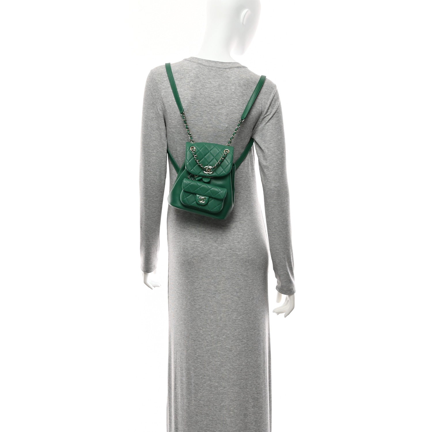 Chanel Lambskin Quilted Small Duma Drawstring Backpack Green 11 of 11