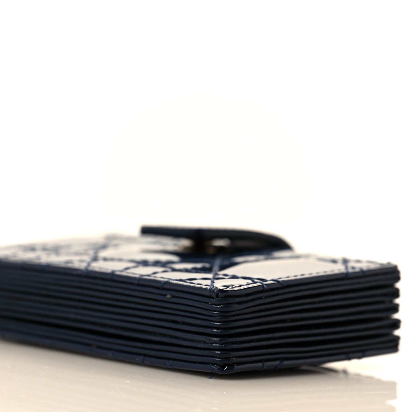 Patent Cannage Lady Dior 5-Gusset Card Holder Navy Blue
