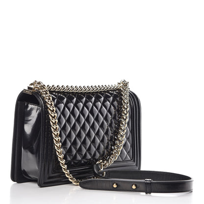 Chanel Iridescent Glazed Calfskin Quilted New Medium Boy Flap Black 2 of 13