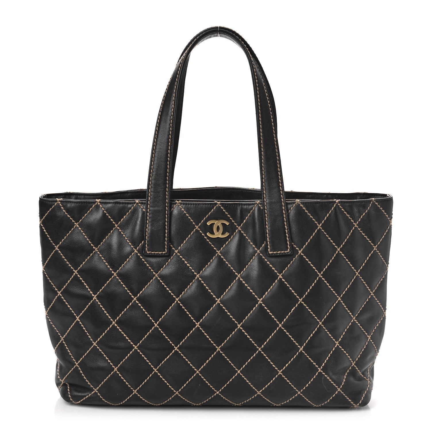 Chanel Calfskin Wild Stitch Large Tote Black 1 of 11