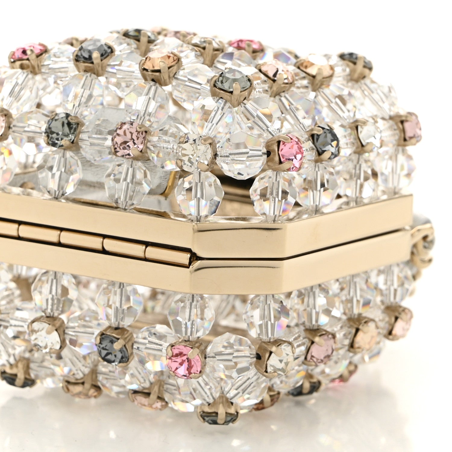 Chanel Metal Bead Crystal Minaudiere CC Mini Evening Bag Gold Multicolor 10 of 11