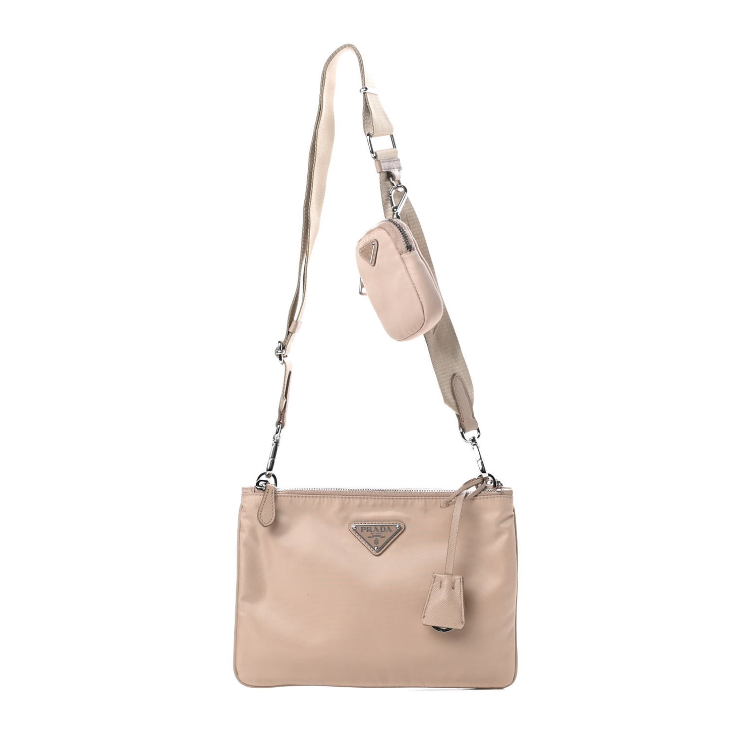 Re-Nylon Saffiano Re-Edition 2000 Double Zip Crossbody Bag Cammeo